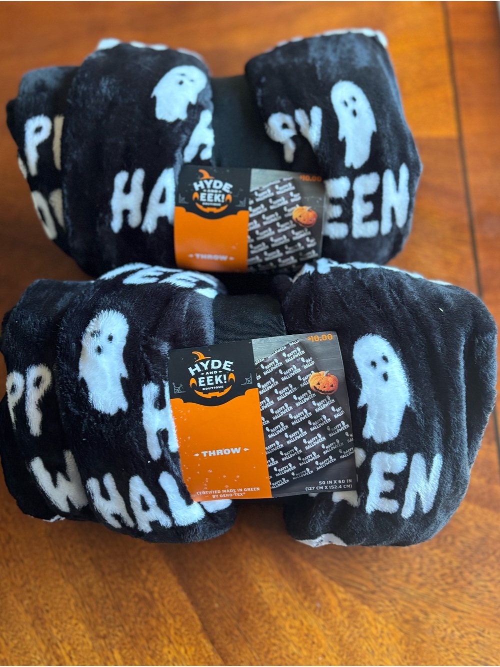 2 Halloween Black Ghost Throw Blanket